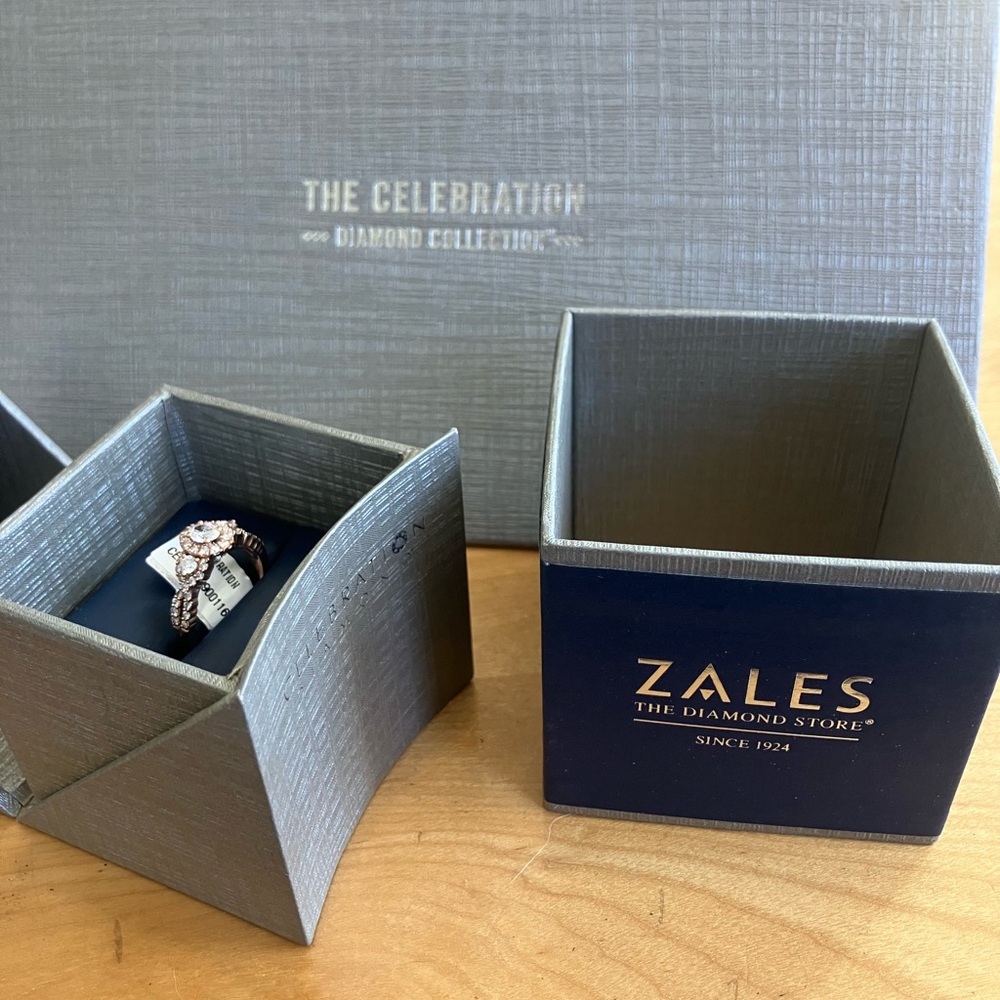 Zales Rose Gold Floral Cluster Ring with Clear Stones